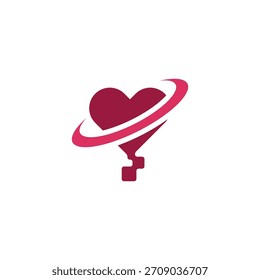 einfaches digitales Herz-Planeten-Logo