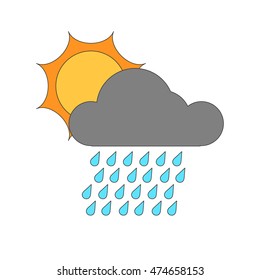 Simple digital illustration cloudy   raining weather condition showing rain cloud blocking the sun in vector EPS 10 format