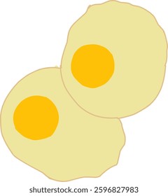 A simple digital illustration of two fried eggs with bright yellow yolks and light golden edges