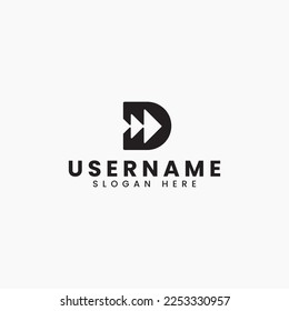 simple digital letter D iconic mark logo design vector illustration. bold mark letter D logo business vector for media, technology and movie. incorporate D and arrow logo icon vector design