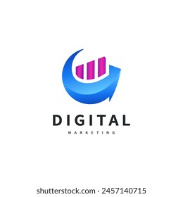 Simple digital marketing logo design illustration for business corporate 2 