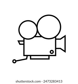 Simple digital movie camera line icon on white background.