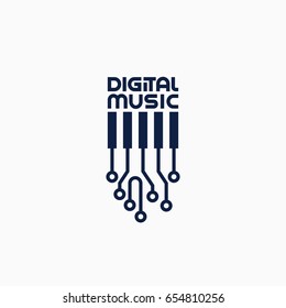 Simple digital music logo template design. Vector illustration.