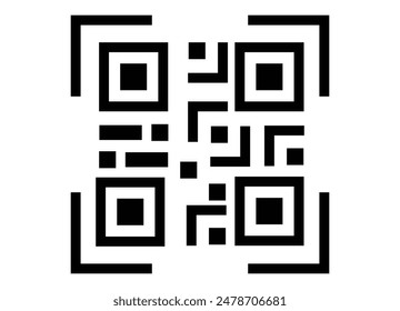 Simple digital QR code sign icon for design