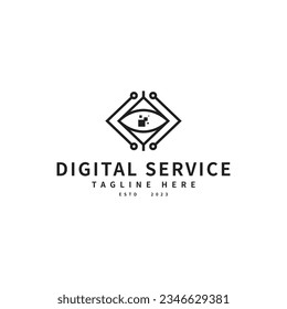 simple digital service technology logo icon design template for company and business.