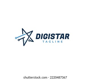 Simple Digital Star Business Logo Design Template