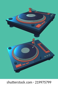 simple  digital turntable  vector illustration seperate line color and light 