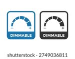 Simple dimmable light control icon or logo showing a brightness adjustment dial with minus and plus signs for smart home apps or lighting.