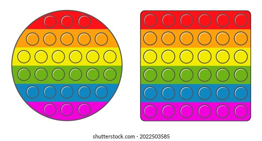 Simple dimple multicolored rainbow antistress toy, vector tactile and educational toy Simple dimple pop it