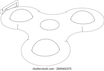 Simple dimple triple. Black and white image. 