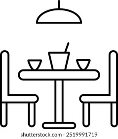 Simple dining room table and chairs illustration