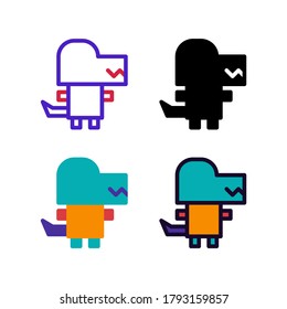 simple dinosaur icon design in line, solid, flat and filled lined style for playing game assets icon, website, app and ui design. animal and wild vector illustration in white background.