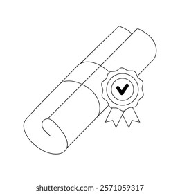 Simple Diploma and Certificate Related Vector Line Icon. Contains such Icon as Licence, Document pack, Search, Costs and more. Editable Stroke. Flat style Eps 10.