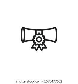 Simple diploma line icon. Stroke pictogram. Vector illustration isolated on a white background. Premium quality symbol. Vector sign for mobile app and web sites.