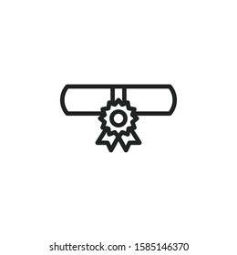 Simple diploma line icon. Stroke pictogram. Vector illustration isolated on a white background. Premium quality symbol. Vector sign for mobile app and web sites.