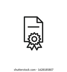 Simple diploma line icon. Stroke pictogram. Vector illustration isolated on a white background. Premium quality symbol. Vector sign for mobile app and web sites.