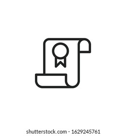 Simple diploma line icon. Stroke pictogram. Vector illustration isolated on a white background. Premium quality symbol. Vector sign for mobile app and web sites.