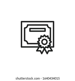 Simple diploma line icon. Stroke pictogram. Vector illustration isolated on a white background. Premium quality symbol. Vector sign for mobile app and web sites.
