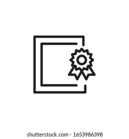 Simple diploma line icon. Stroke pictogram. Vector illustration isolated on a white background. Premium quality symbol. Vector sign for mobile app and web sites.
