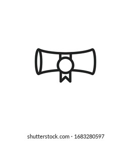 Icono de línea de diploma simple. Pictograma de trazo. Ilustración vectorial aislada en un fondo blanco. Símbolo de calidad superior. Signo de vector para aplicaciones móviles y sitios web.