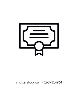 Simple diploma line icon. Stroke pictogram. Vector illustration isolated on a white background. Premium quality symbol. Vector sign for mobile app and web sites.