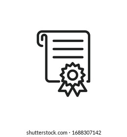 Simple diploma line icon. Stroke pictogram. Vector illustration isolated on a white background. Premium quality symbol. Vector sign for mobile app and web sites.