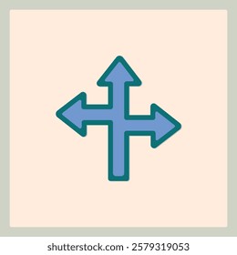 Simple direction icon with four arrows pointing in different ways for easy navigation