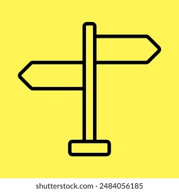 Einfaches Wegweiser-Symbol, Vektorgrafik auf gelbem Hintergrund isoliert. Trendy und modernes Design