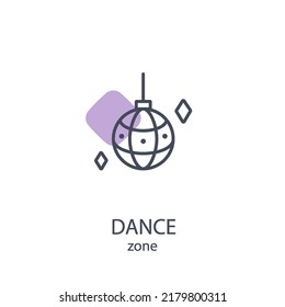 Simple Disco Ball Icon in Line Art Style. Dance Zone Concept Icon Thin Line Illustration on White Background