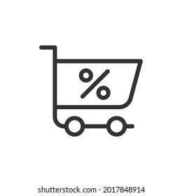 Simple discount line icon. Premium symbol in stroke style. Design of discount icon. Vector illustration.