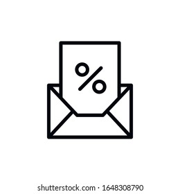 Simple discount line icon. Stroke pictogram. Vector illustration isolated on a white background. Premium quality symbol. Vector sign for mobile app and web sites.