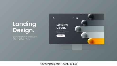 Simple display mockup presentation layout. Bright site vector design template.