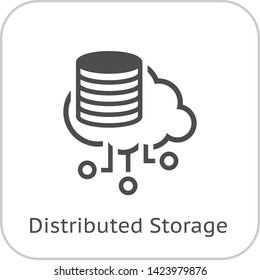 Simple Distributed Storage Vector Line Icon with storage devices.
