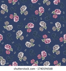 Simple ditsy cute pattern in small flower Liberty style