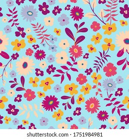 Simple Ditsy Flower Seamless Vector Pattern