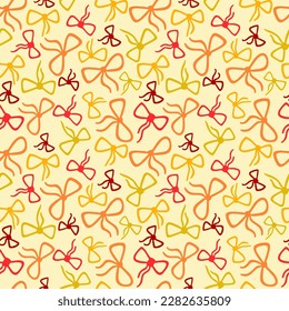 Simple ditsy ribbon seamless pattern. Hand drawn flat design. For print on textile, wrapping paper, packaging, web design.