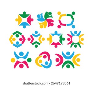 Simple Diverse Community and Teamwork Logos Collection