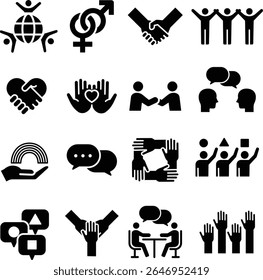 Einfache Vielfalt Silhouette Icon Set
