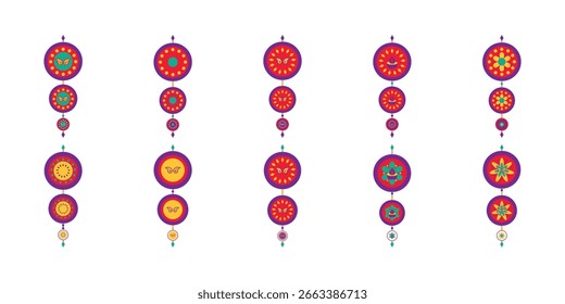 Conjunto de Vector de decoración Diwali simple