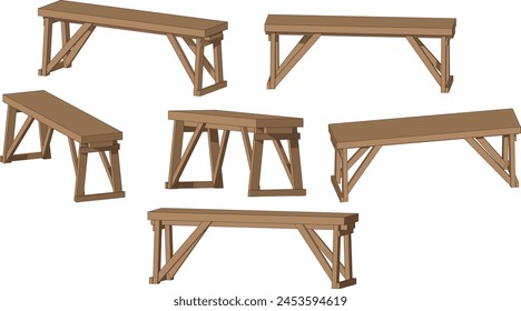 A simple DIY antique rustic wooden bench, embodying rustic allure with its weathered appeal, offering a humble and timeless seating solution.