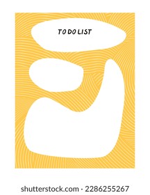 Simple To Do List with Organic Empty Shapes ,Vector Background with  Yellow Wavy Lined Texture