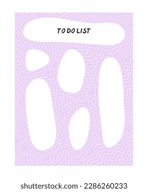 Simple To Do List with Organic Empty Shapes ,Vector Background with  Violet Wavy Lined Texture