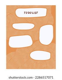 Simple To Do List with Organic Empty Shapes ,Vector Background with Orange Wavy Lined Texture