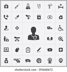 Simple doctor icons set. Universal doctor icons to use for web and mobile UI, set of basic doctor elements