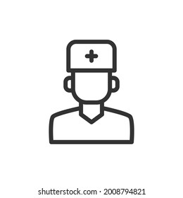 Simple doctor line icon. Premium symbol in stroke style. Design of doctor icon. Vector illustration.