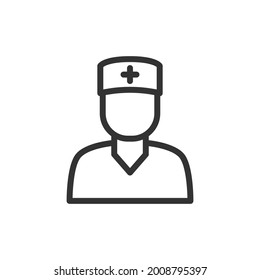 Icono simple de la línea del médico. Símbolo premium con estilo de trazo. Diseño del icono médico. Ilustración vectorial.