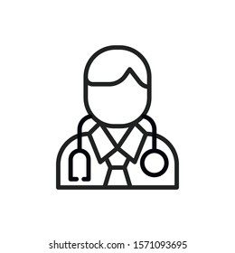 Simple doctor line icon. Stroke pictogram. Vector illustration isolated on a white background. Premium quality symbol. Vector sign for mobile app and web sites.