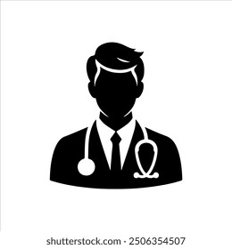 Simple doctor silhouette icon vector illustration design on white background.