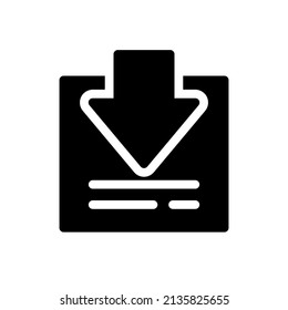Simple document download icon design, vector illustration with glyph style, best used for banner or web application