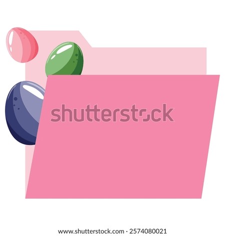 simple document folder icon with Easter design, namely colorful Easter eggs peeking out from the folder, for various designs, posters or banners